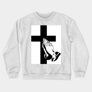 Praying Hands and Cross Crewneck Sweatshirt